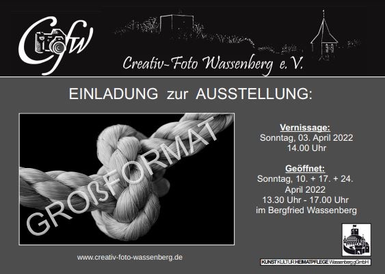 Flyer Fotoausstellung Großformat Bergfried Wassenberg 2022 Bildergalerie